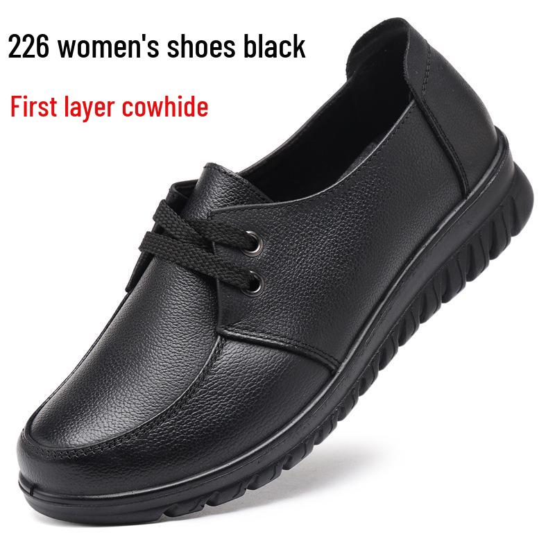 

Туфли-слипоны из коровьей кожи высшего качества для женщин среднего возраста, мягкие кожаные нескользящие балетки 41