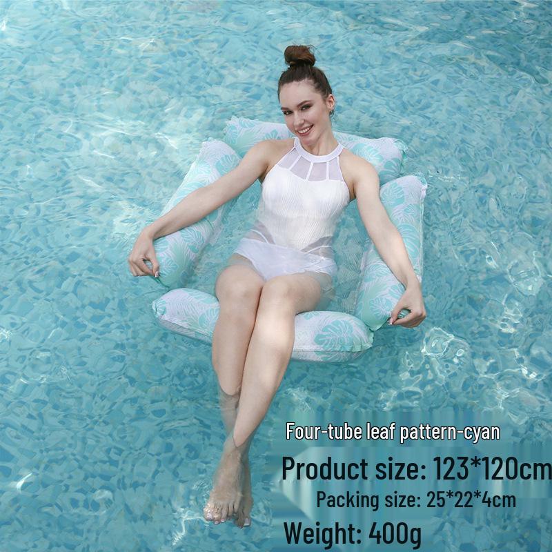 Inflatable PVC Float Recliner: Foldable Striped Swimming Bed