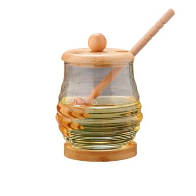 Transparent Glass Honeycomb Tank with Dipper and Lid Large Capacity Honey Storage Container 280/400/500ml Easy To Clean