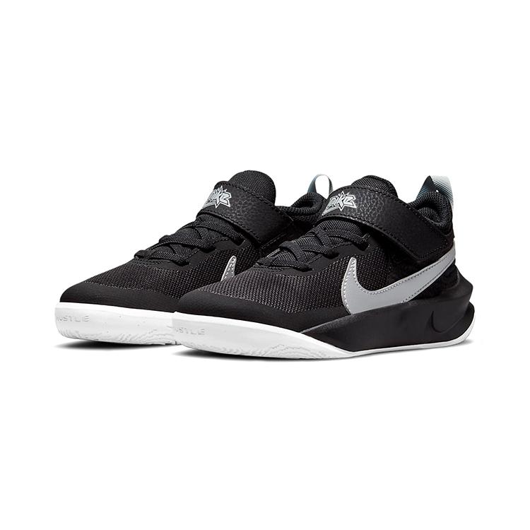 Nike Team Hustle D 10 Slip Resistant Cushioning Abrasion Resistant Low top Children's Basketball Shoes Black White CW6736-004