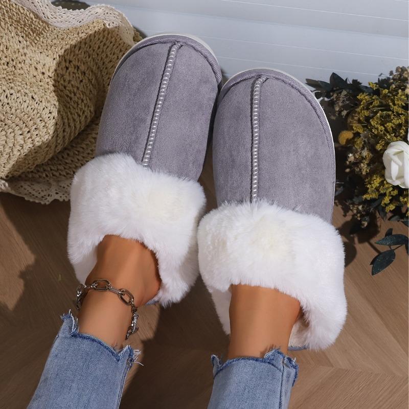 Cotton slippers women's autumn and winter plush home fluff mop head indoor non-slip home cotton slippers