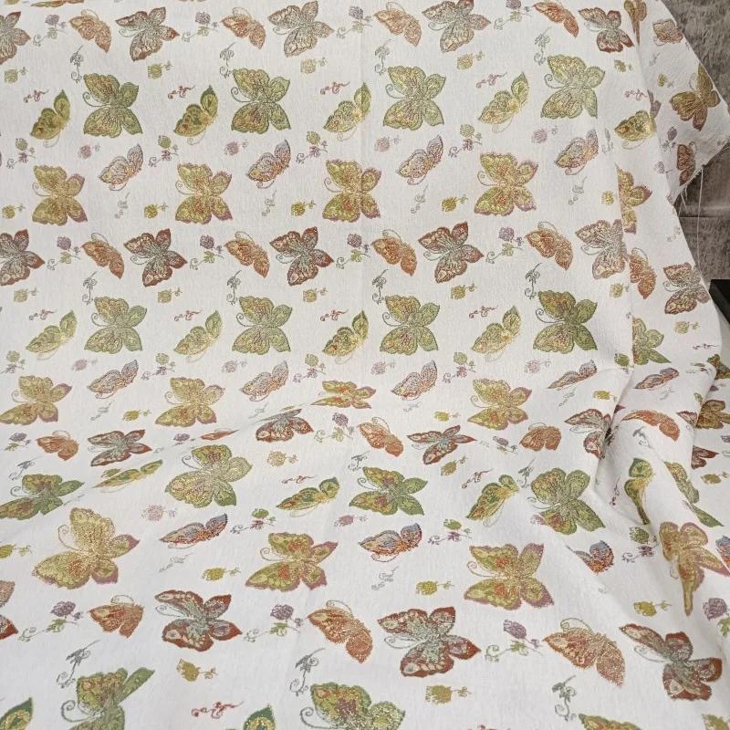 Chenille Butterfly Jacquard Fabric for DIY Sewing Thick Dress Coat Curtain Decorative 100x145cm Retro Little Butterfly Fabric
