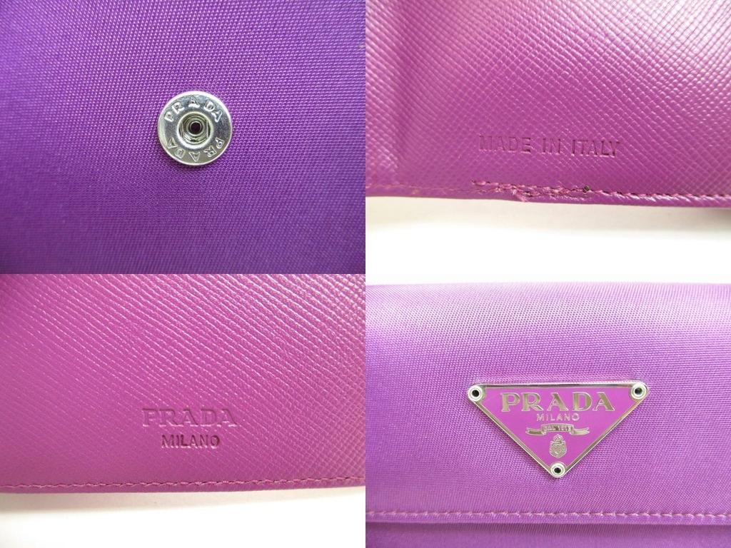 Authentic PRADA Purple Nylon and Leather Bifold Wallet Purse #a744  Refurbished