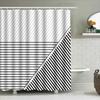 Shower Curtain Liner Waterproof Fabric Bathroom Decor Modern Farmhouse Coastal Chic Black And White Striped Pattern Washable Hom