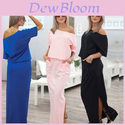 Elegante Vestido de Verano Holgado con Bolsillos, Diseño de Escote Elegante y Tejido de Punto Suave