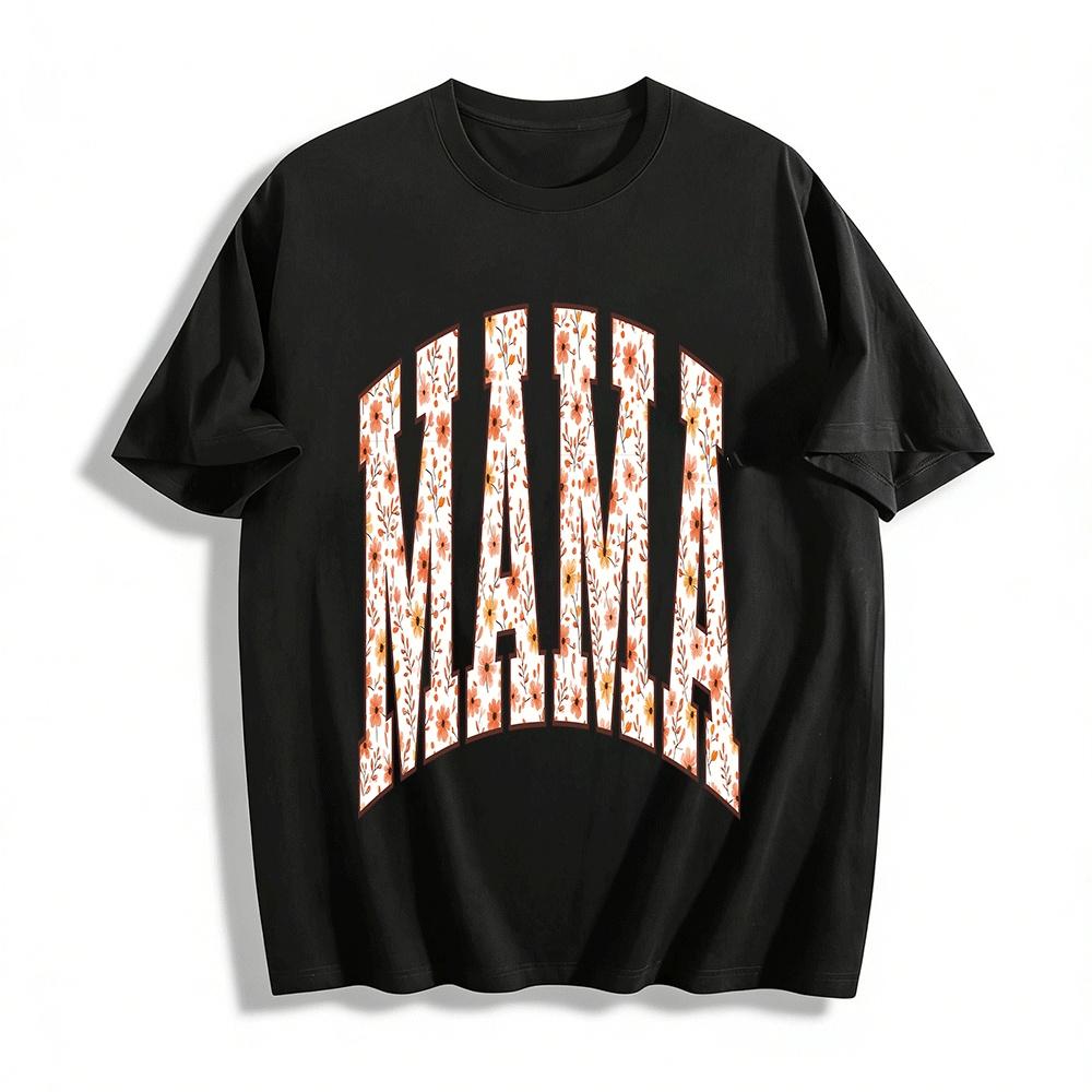 

Floral Print MAMA Letter Casual T-shirt For Mother s Day Gift Pure cotton T-shirt XXS