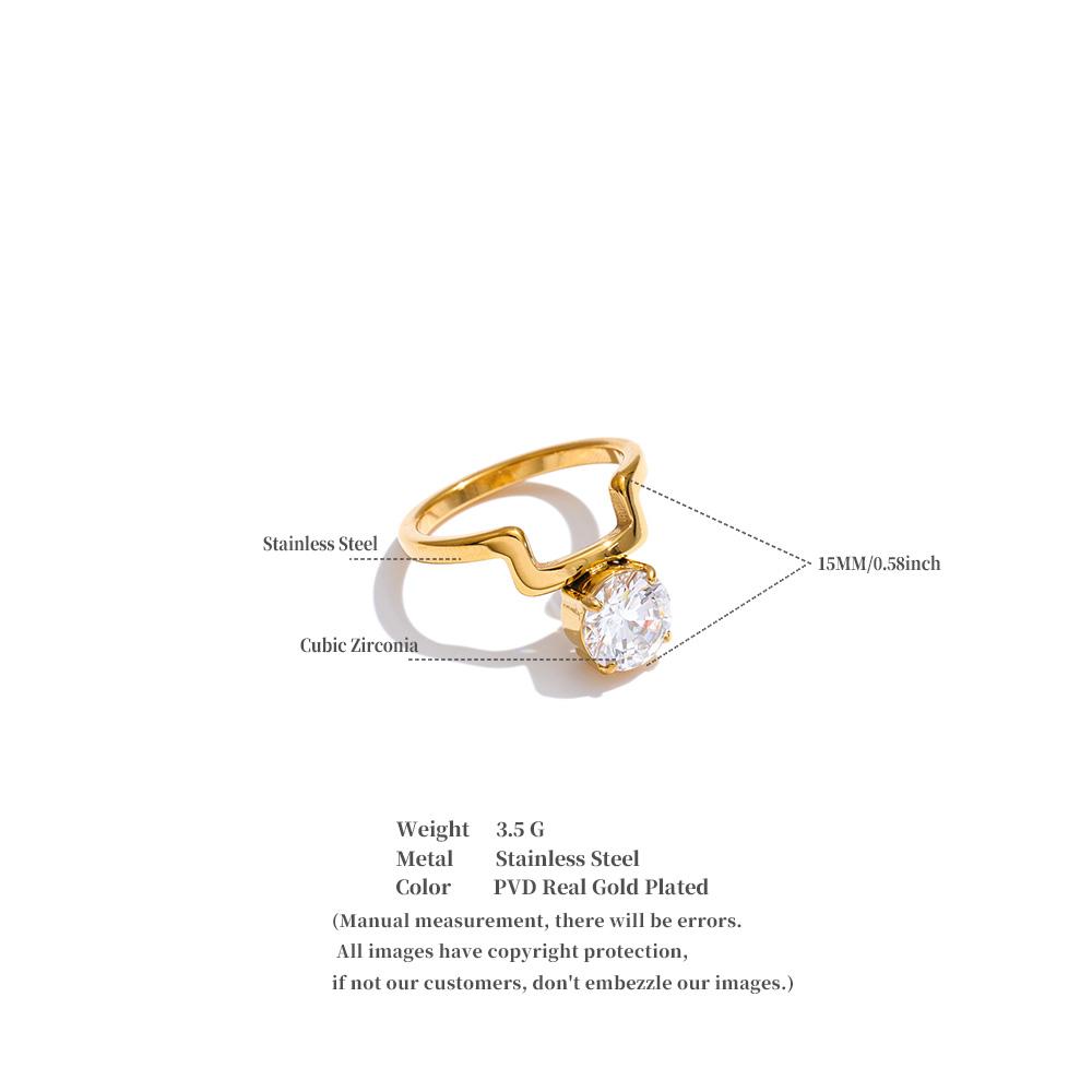 Yhpup Size 678 AAA Shiny Cubic Zirconia Golden Ring Stainless Steel Trendy New Arrivals 2026 Finger Jewelry