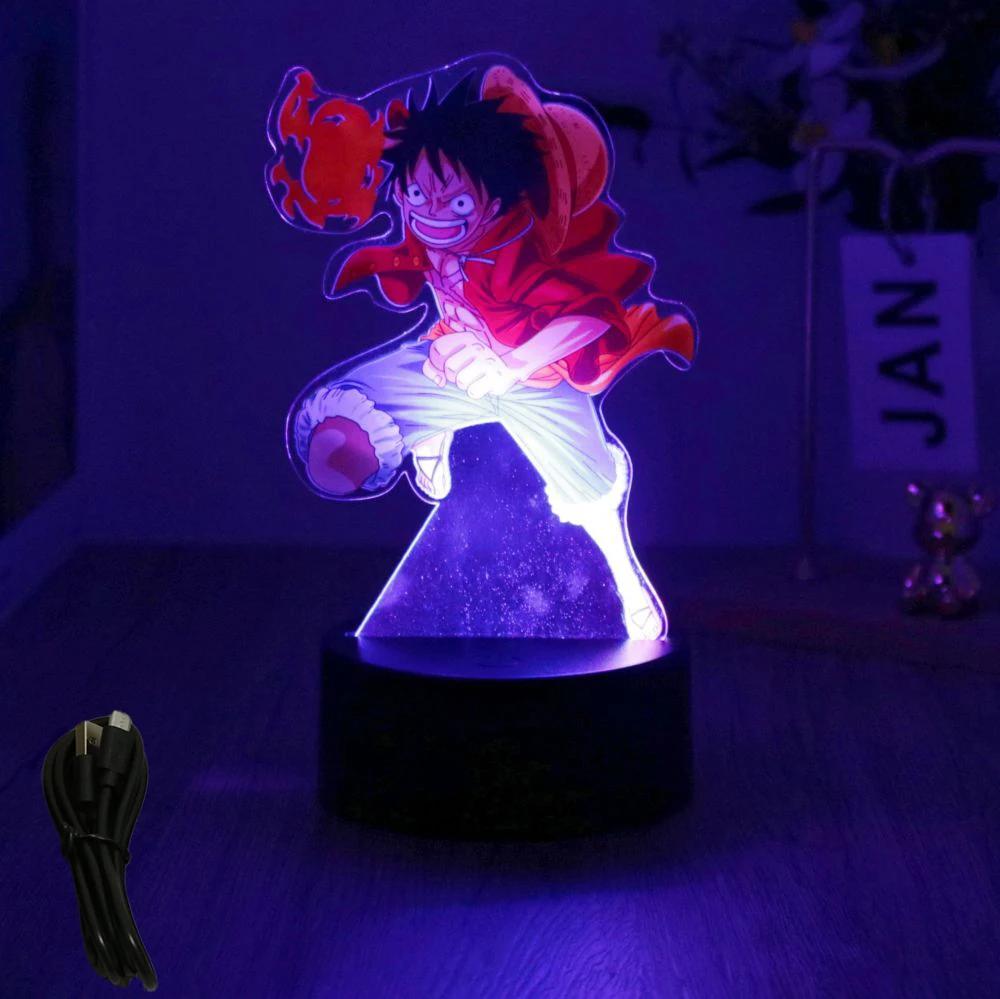 Actionfigur One Piece Luffy Zoro Anime Figuren 3D Lampe PVC Action Sammlermodell Spielzeug LED Nachtlicht Kinder Weihnachtsgeschenk