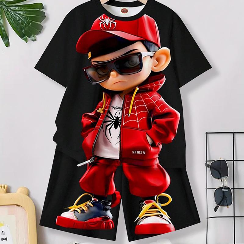 

Модный новый мужской ретро костюм летний повседневный дышащий освежающий костюм уличный стиль напечатанный 3D медведь большой мужской свободный топ 6XL