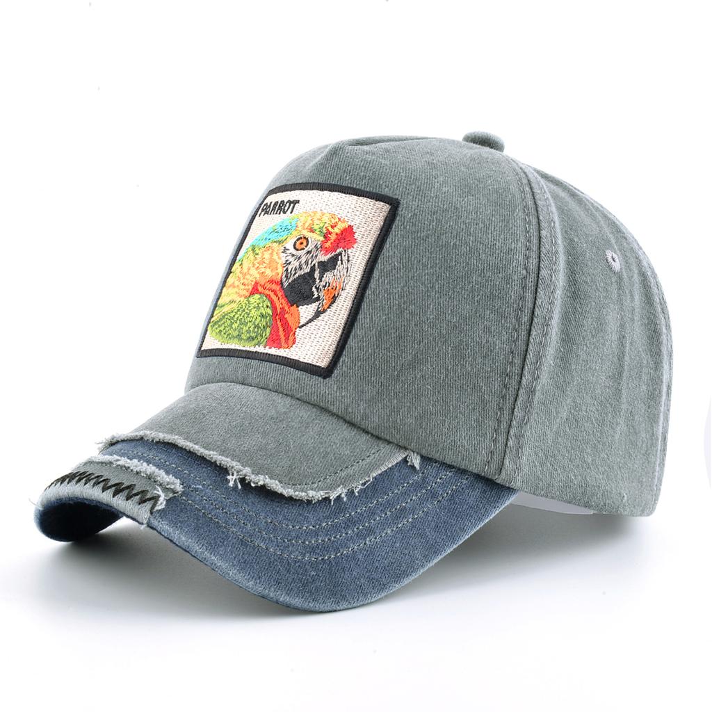 Vintage Denim Baseballkappe mit Stickerei Tiere Patch Herren Snapback Hip Hop Dad Hats Damen Vier Jahreszeiten Verstellbare Schirmmütze