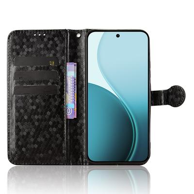Etui Portfelowe z Wzorem Kropkowanym ze Skóry PU z Paskiem na Nadgarstek dla Oppo Reno14 F 5G
