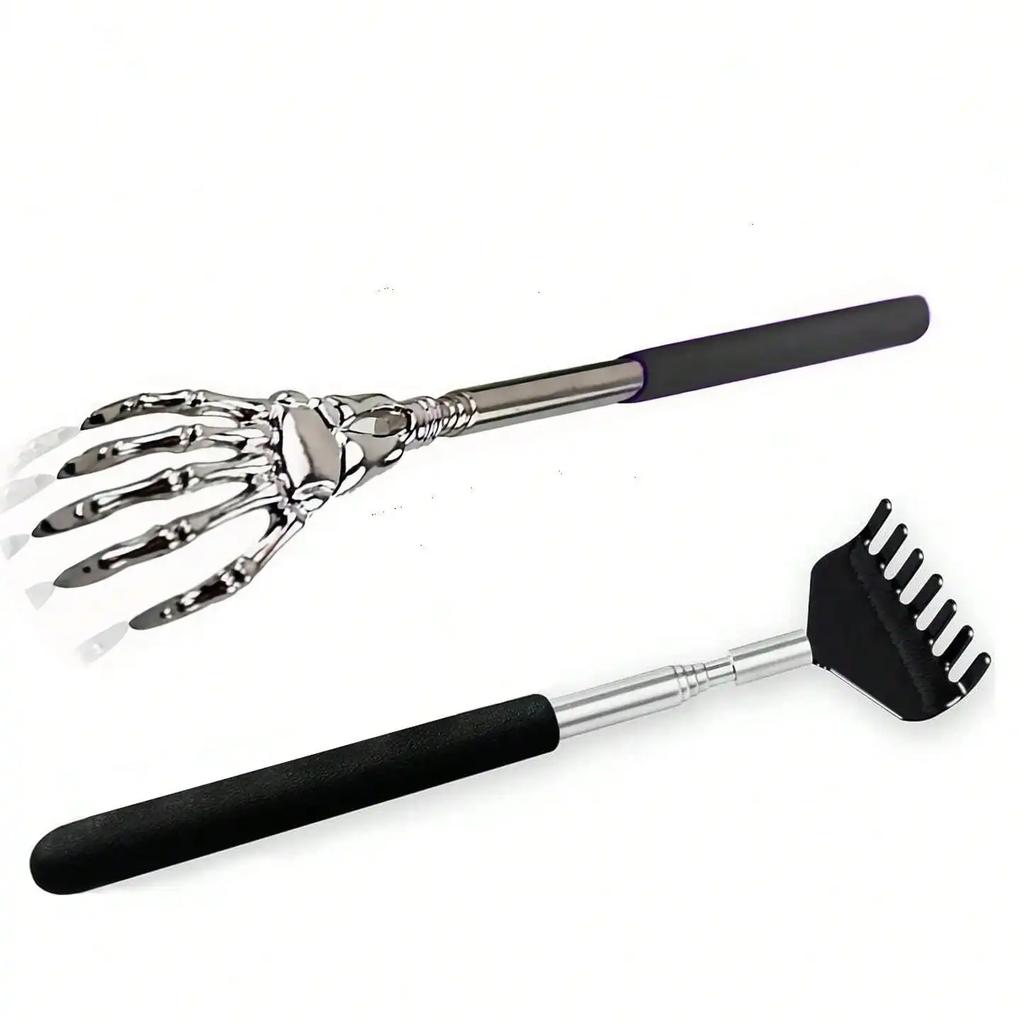 2PCS Stainless Steel Back Scratcher Telescopic Scratching Retractable Back Scratcher Massager Relieve Itching Body Relaxation