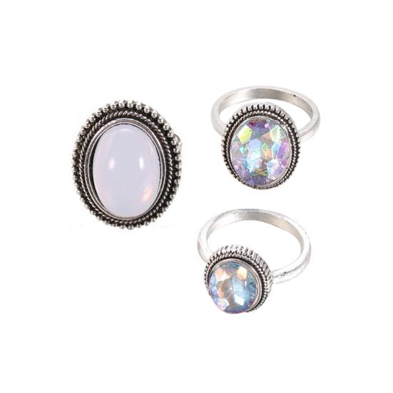 Juego de anillos de dedo apilables creativos, piedras preciosas artificiales, regalo de joyería para mujer