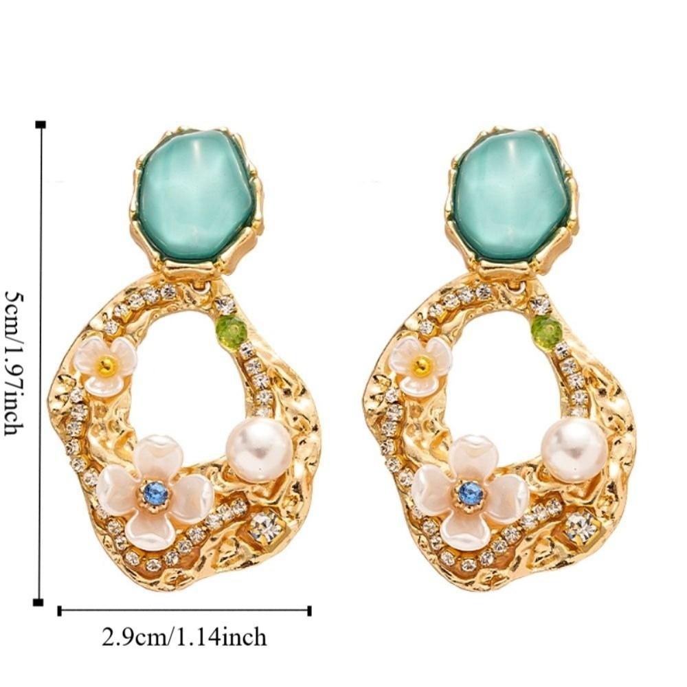 Elegant Acrylic Dangle Flower Earrings Shining Vintage Trend Petals Earrings Irregular Large Waterdrop Earrings For Women Girl