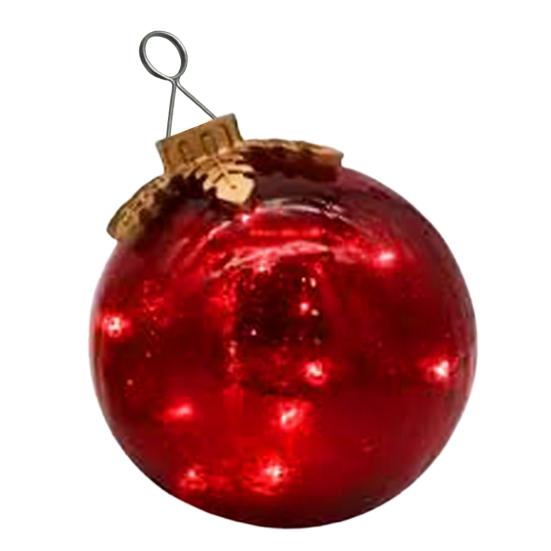 Weihnachtsornament mit Glasplatte und LED-Lichtern Glaskugel mit Timerfunktion 6-Zoll Leuchtkugel für festliche Tischdekoration