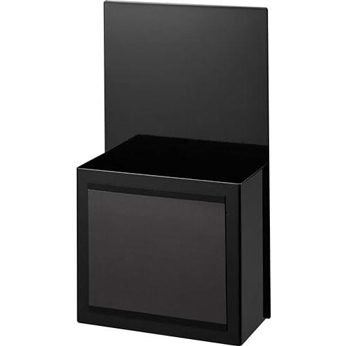 Yamazaki Tower, a hidden magnetic wrap holder in black, measuring 17.8cm W x 8.3cm D x 33.5cm H. This floating, hidden storage lap stand is part of th