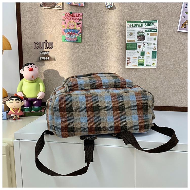 Autumn/Winter 2025 Dachshund Plaid Backpack for Middle & High School & College Students