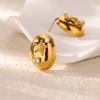Cubic Zirconia Starfish Oval Earrings Faux Pearl Stainless Steel Earring Women Wedding Chunky Jewelry Vintage Accessories Gifts