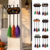 Lightweight Seasonal Hanging Props Halloween Broom Parking Sign with 3 Witch Brooms, Hocus Pocus Themed Wooden Sign, Rustic Style Party Supplies