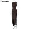 Women's Summer New Fashion Personality Tiered Ruffles Slim Fit Crew Neck Sleeveless Dress