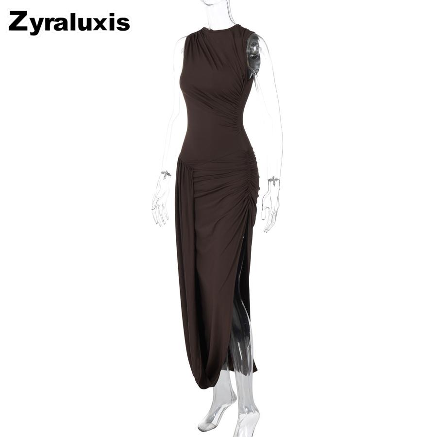 Women's Summer New Fashion Personality Tiered Ruffles Slim Fit Crew Neck Sleeveless Dress