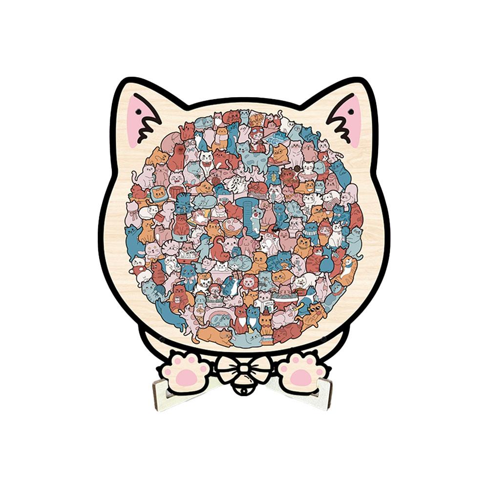 

Colorful Wooden Cat Puzzle, Unique Animal Shape Jigsaw Puzzle For Home Decor, Fun Educational Toys XMAS Gifts Kids & Adults