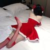 Red Sexy Backless Christmas Maid Dress - Holiday & Stage Performance Costume