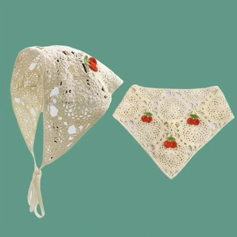 1 Stück Koreanisch Süß Niedlich Handgemacht Gehäkelt Hohl Dreieck Stirnband Handtuch Frauen Frühling und Sommer Reise Literarisch Foto Haarschal