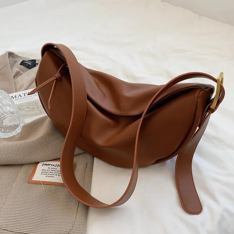 Soft Leather PU Crossbody Bags for Women Large Capacity Luxury Bags Monochromatic Shoulder Bag Feminine Travel Bag