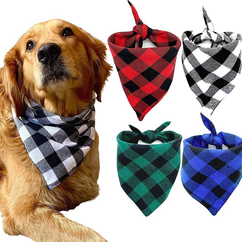Bandanas para Perros Bufanda Grande para Mascotas Bandana Para Perro Algodón Cuadros Lavable Pajarita Collar Gato Cachorro Bufanda Triangular Babero Accesorios para Perros