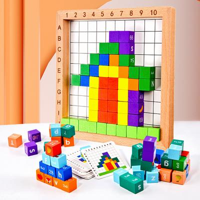 100 Pieces of Children's Wooden Stacking Blocks Creative Puzzle Multifunctional Number Operation Early Education Educational Toy