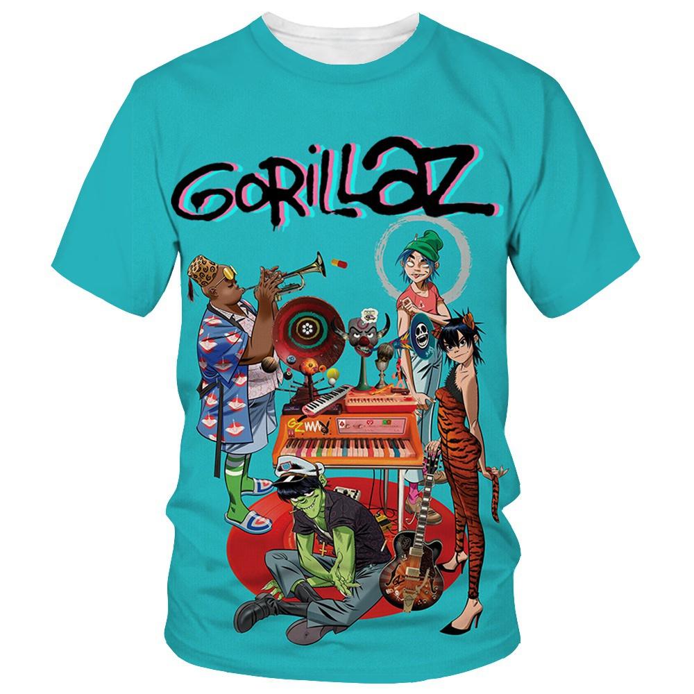 Ny Tegneserie Gorillaz 3D-trykt T-skjorte Herre Dame Casual Hip-hop Kortermet Harajuku Stil Gate T-skjorte