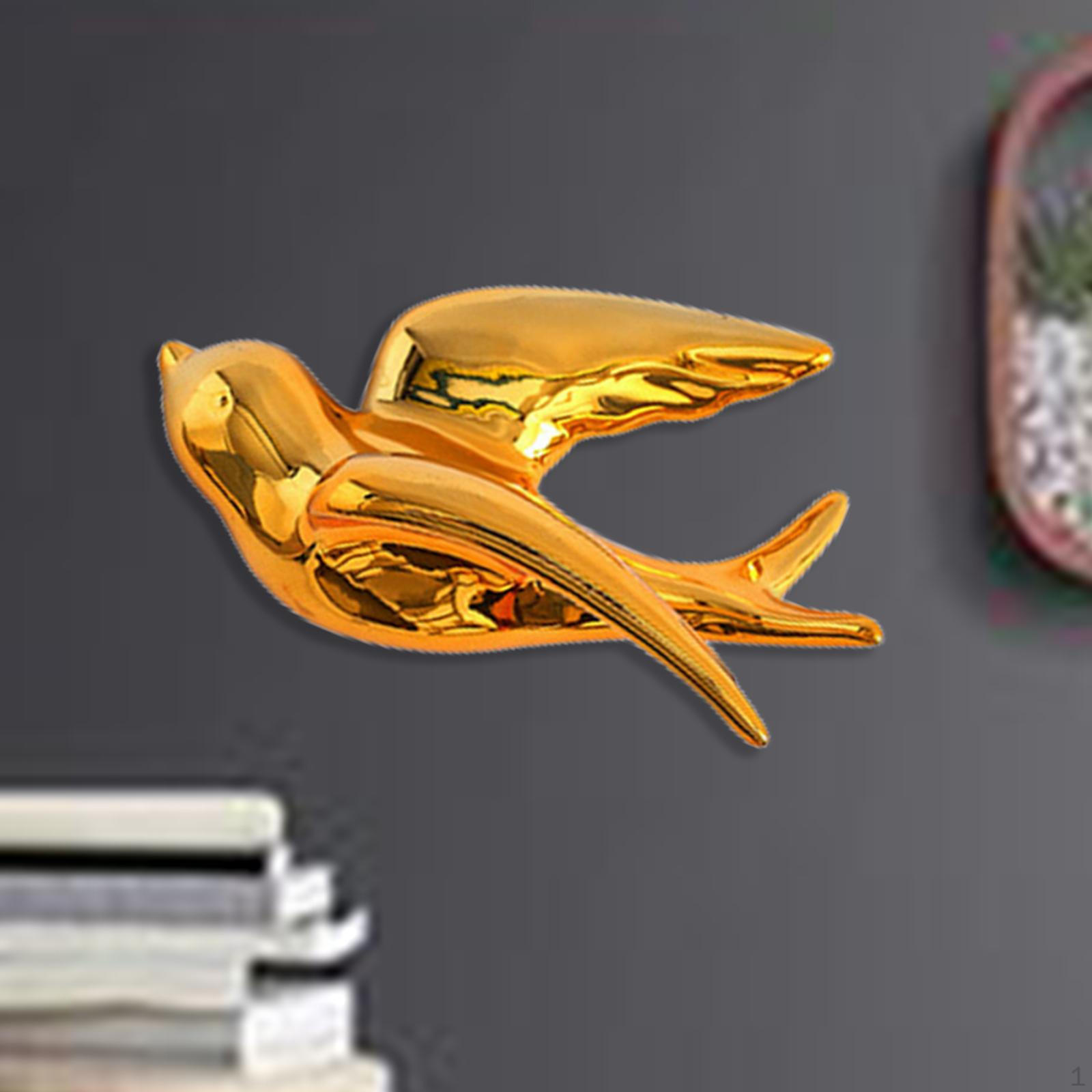 

Gold Ceramic Birds Doves Sparrows Swallows Wall Mounted Decor Hanging for Bedroom Livingroom Garden