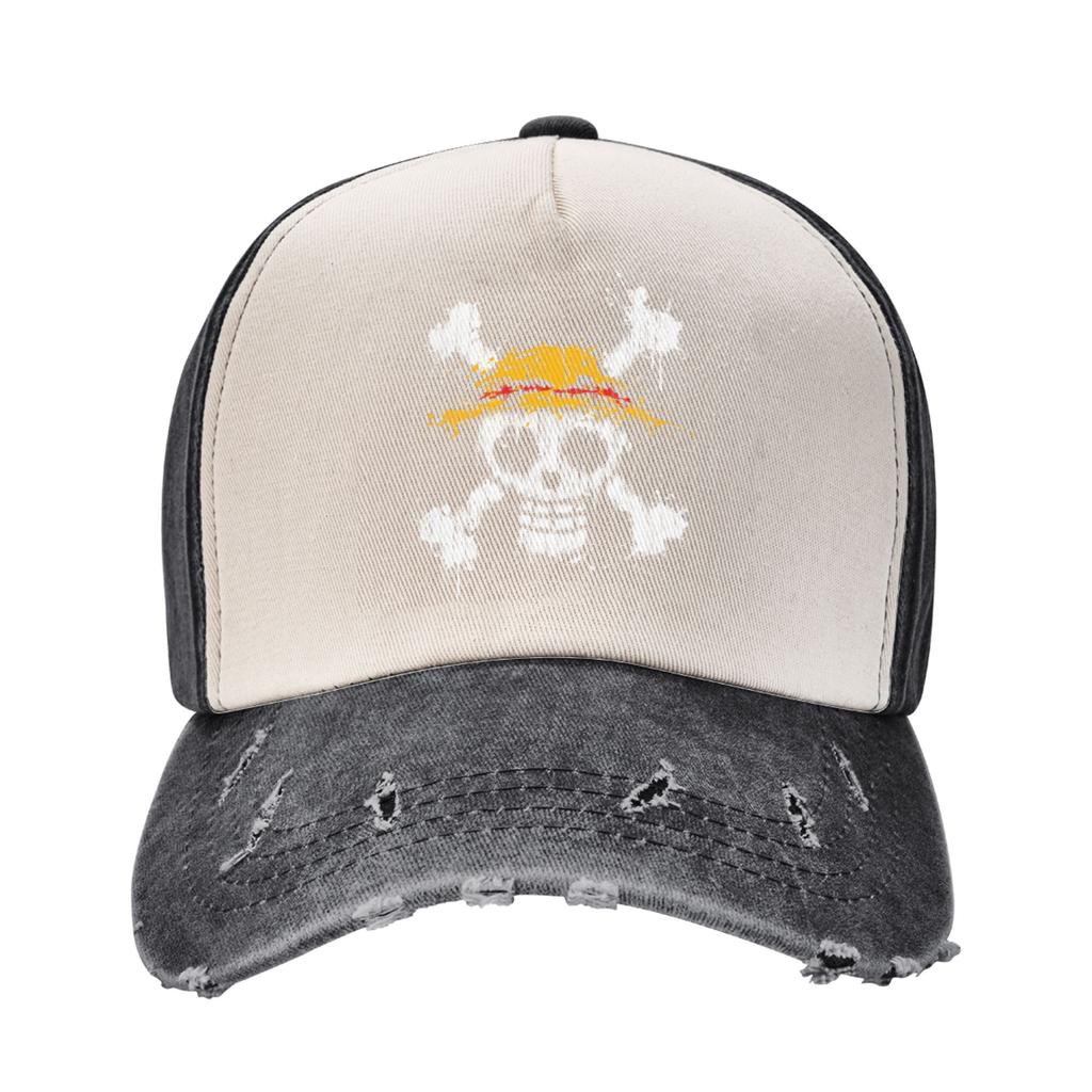 One Piece Straw Hat Baseball Cap Vintage Distressed Washed  Sun Cap Unisex Style Outdoor All Seasons Travel Adjustable Caps Hat