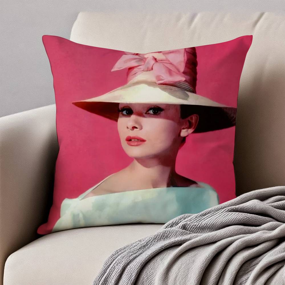 B=Beauty A-Audrey H-Hepburn Pillow Case Anti-dustmite Pillowcase Invisible Zipper Silky Short Plush Sofa Cushion Cover