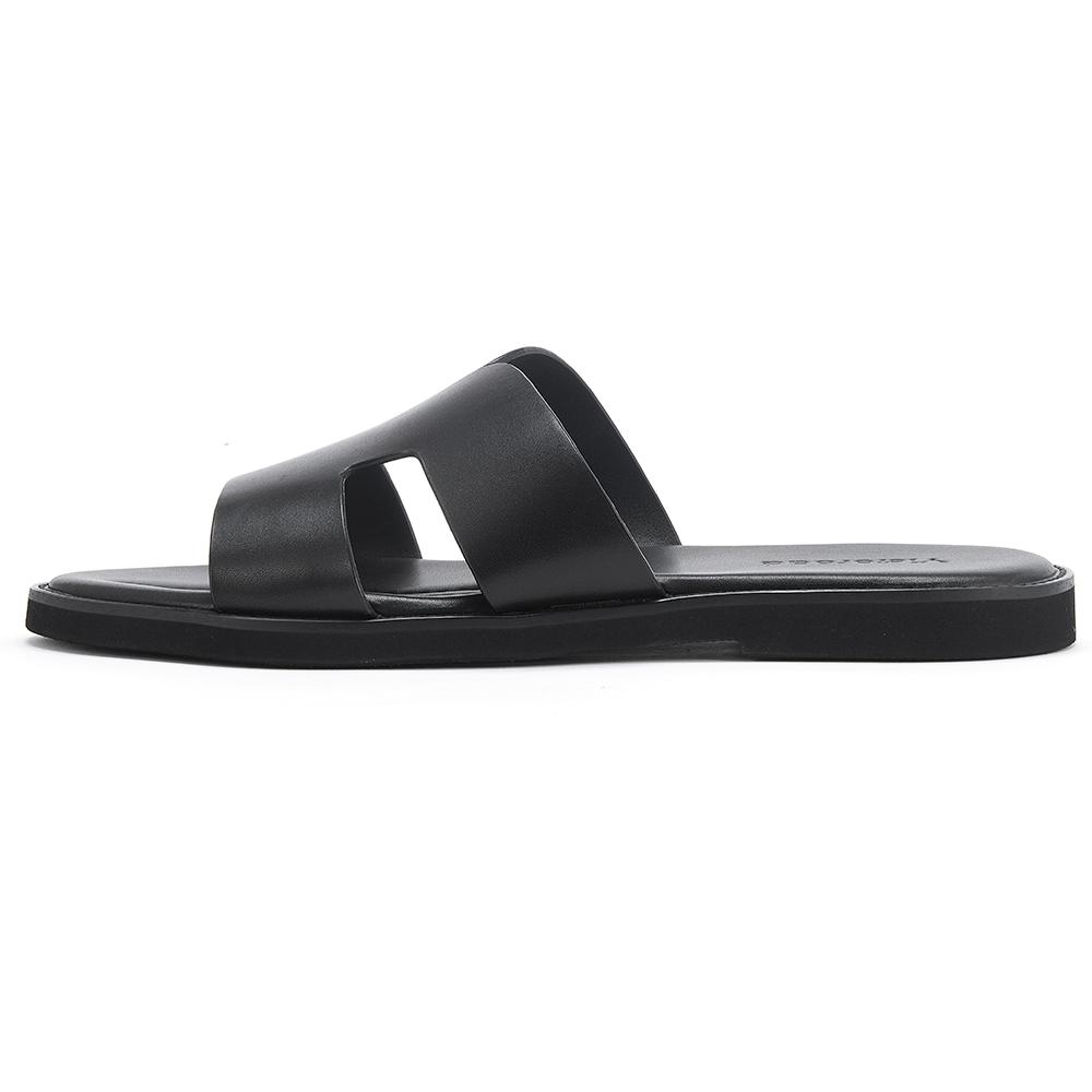 Fashion New Arrival Soft Comfortable Men's Pure Leather Non-slip Slippers Top Grade Cowhide Vamp Mens Elegant Daily Sandals Shoes