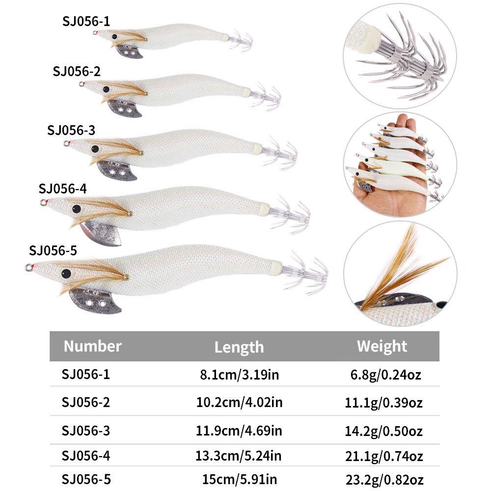 White Luminous Squid Hook Bionic Shrimp Bait for Sea Fishing