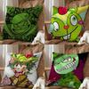 Green Cute Happy HTF Tree Friends Pillow Case Square DoubleSided Printing Short Plush Sofa Cushion Cover Bedroom Bedside Pillow