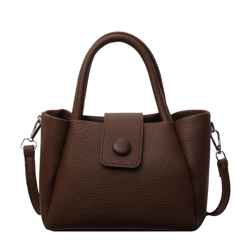 Stylish and Simple Hand Bag, New Women's Bag, Casual Lychee Pattern Bucket Bag, Trendy Texture Messenger Bag