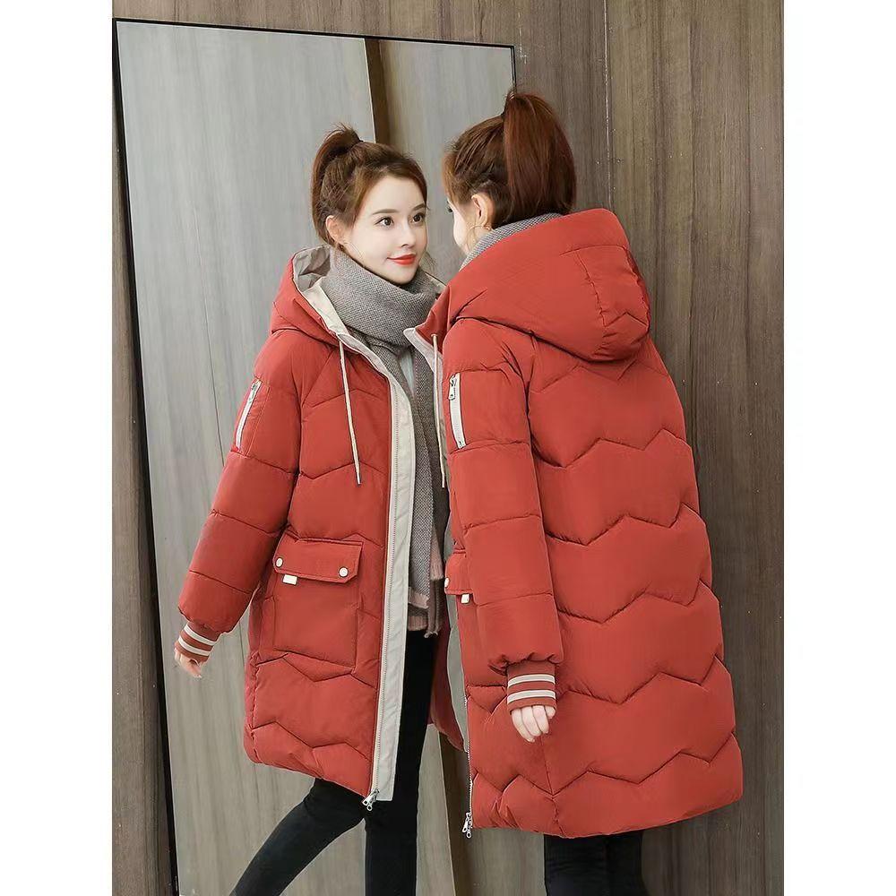Medium and Long Winter Women's Down Cotton-padded Clothes Women's Loose Fashion Padded Jackets Trendy Thickened Jackets Windproof