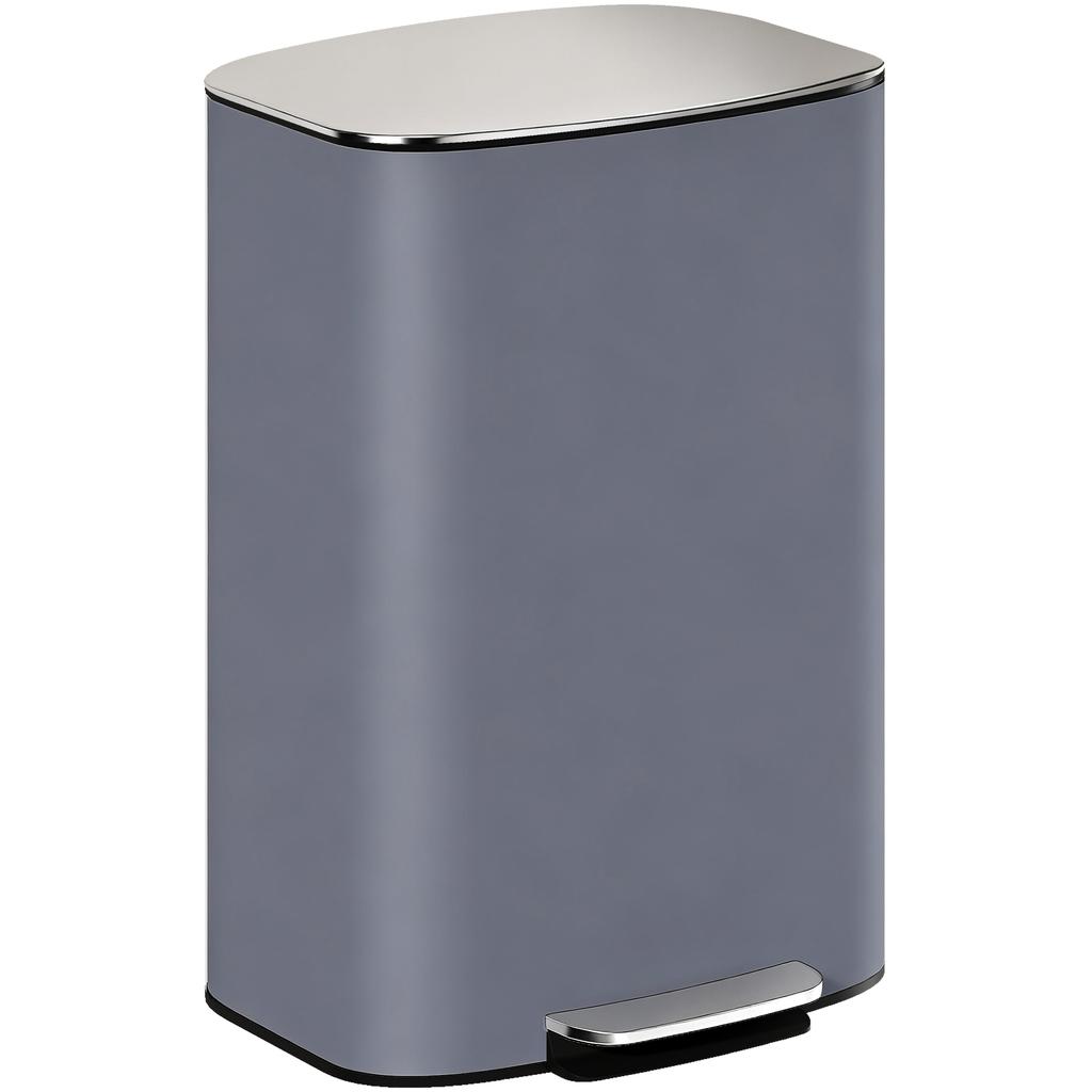 50L Kitchen Bin with Soft-Close Lid and Stay-Open Function, Stainless Steel Pedal Bin with Removable Inner Bucket, Carry Handle for Kitchen, Office