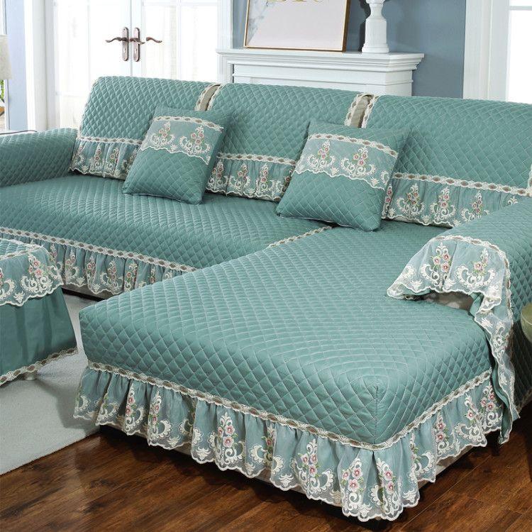 Arm Plüsch Sofa Kissen Stoff Gold Samt Europäischen-Stil High-End Luxus Leder Holz Sofa Rutschfeste Sofa Abdeckung