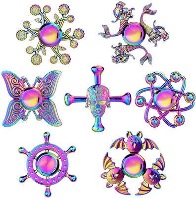 Regenbogen-Metall-Fidget-Spinner-Spielzeug, Edelstahllager, Hochgeschwindigkeits-Stressabbau-Spinner, ADHS-Angst-Spielzeug für Erwachsene und Kinder