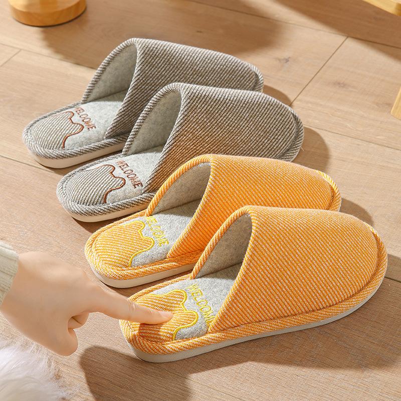Cotton Shoes for Women's Indoor Use, Anti-slip Linen Slippers, and Warm Home Shoes