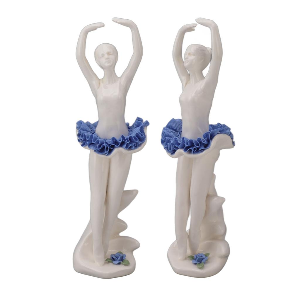 Ballerina Girl Figurine Ballet Dancer Statue Ceramic Sculpture Desk Ornament for Home Bookshelf
