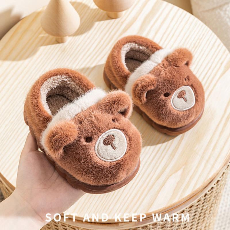 Baby Warm Cotton Shoes Autumn Winter New Boys Girls Cartoon Animal Cotton Slippers Non Slip Comfortable Soft Sole Plush Slippers