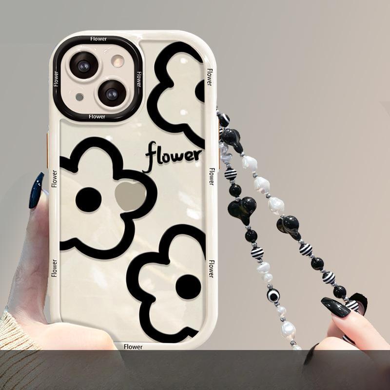 Anwendbar auf Apple 14promax Handyhülle IPhone 13 Silikon Sturzsicher 11/12 Einfache Linien Blumenkette