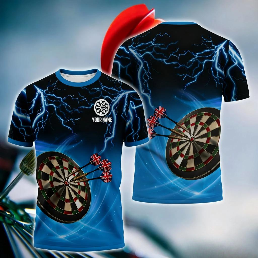 Lustige 3D Dart Print Herren T-Shirts Lässig O-Ausschnitt Kurzarm Personalisierung Club Mode Lockere T-Shirts