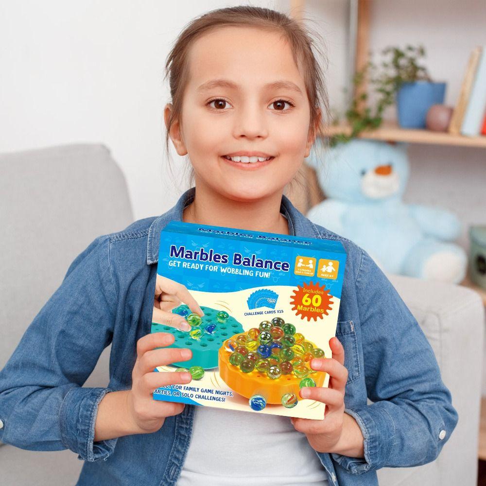 Stored Inside Marble Ball Balancing Game 60 Colorful Marbles Tabletop Puzzle Game  Tabletop Game