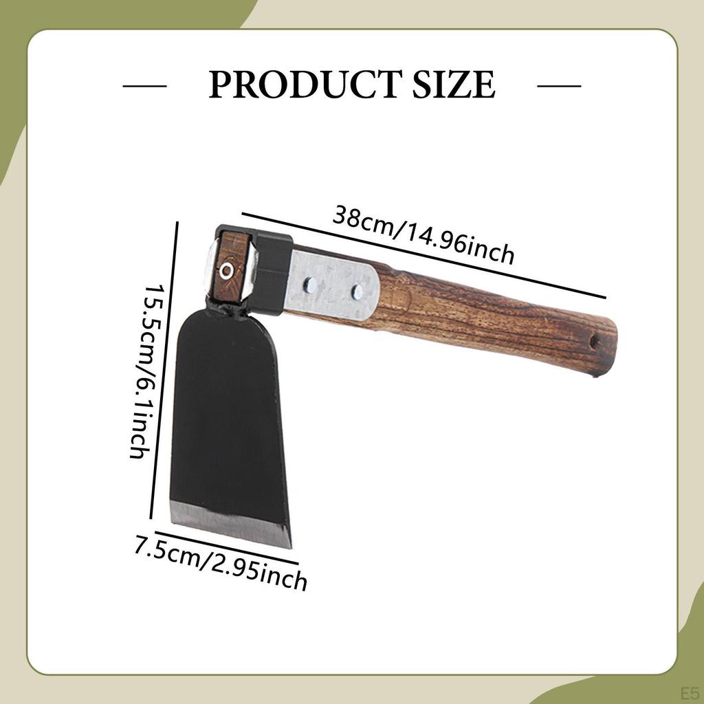 Garden Hoe Cultivator Sturdy Wood Handle Carbon Steel Tiller Tool for Loosening Soil Lawn